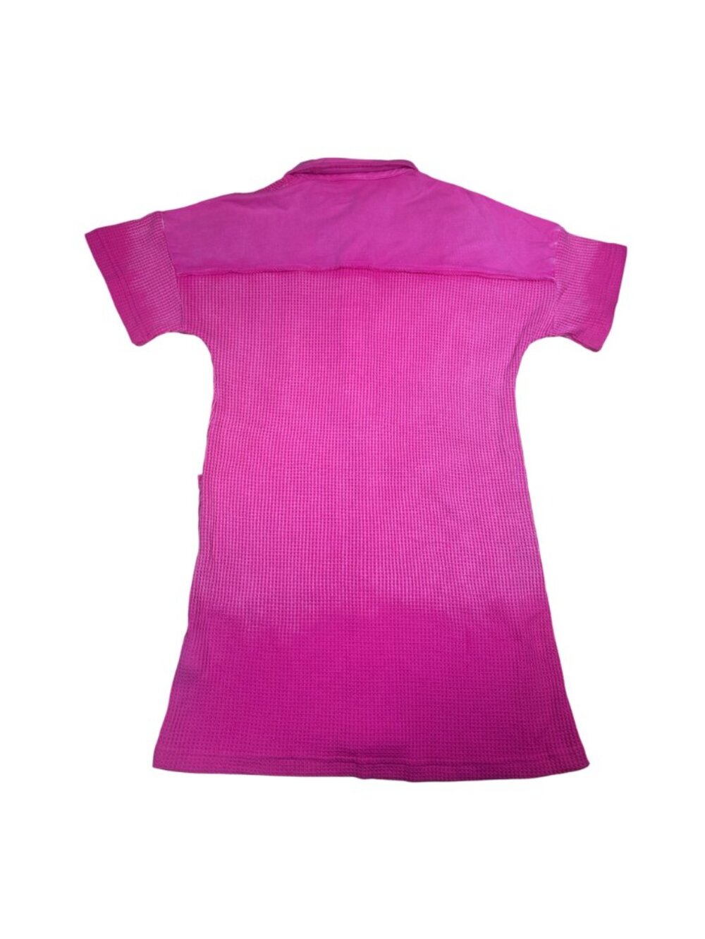 BIBI Dress XL Pink Washed Fuchsia Waffle Knit Polo Patch Pocket Y2K Minimalist - Picture 5 of 8